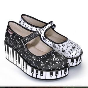 Hot Chocolaticas Design Thank You Music Women's Mary Jane Platform Size 10 EU 40